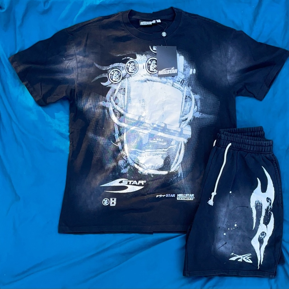 Black Helstar Graphic T-Shirt and Shorts Set